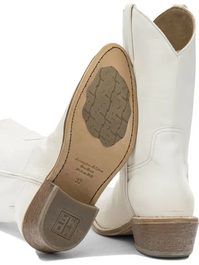 Moma Leather Ankle Boots In White