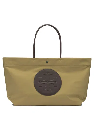 Tory Burch Ella Twist Nylon Shoulder Bag With Maxi Logo Patch On The Front In Green