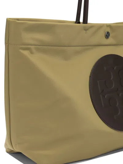 Tory Burch Ella Twist Nylon Shoulder Bag With Maxi Logo Patch On The Front In Green