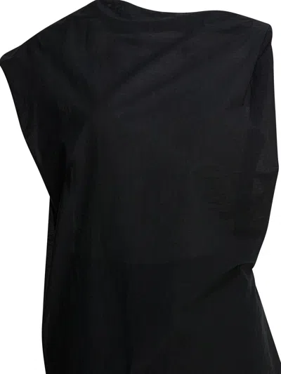 Jacquemus Drap Cotton-blend Poplin Midi Dress In Black