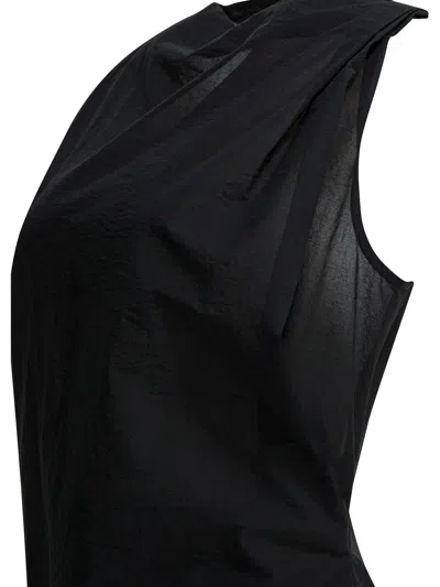 Jacquemus Drap Cotton-blend Poplin Midi Dress In Black