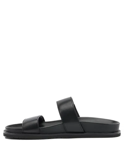 Tory Burch Romy Leather Double Strap Slide Sandals In Black