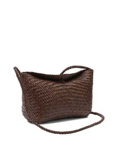 Dragon Diffusion Woven Texture Shoulder Bag Single Strap In Brown