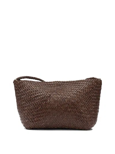 Dragon Diffusion Woven Texture Shoulder Bag Single Strap In Brown