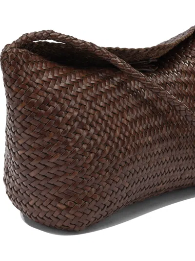 Dragon Diffusion Woven Texture Shoulder Bag Single Strap In Brown