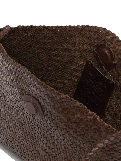 Dragon Diffusion Woven Texture Shoulder Bag Single Strap In Brown