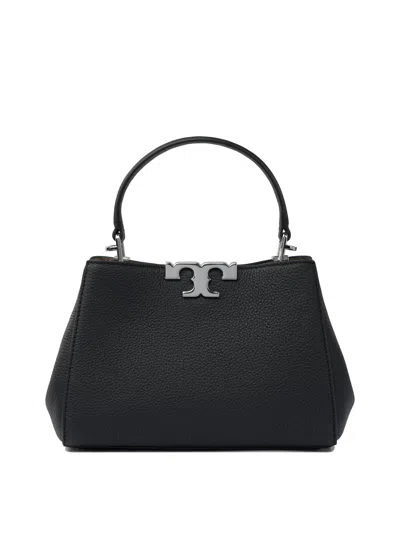Tory Burch Eleanor Pebbled Leather Satchel Shoulder Bag In Black