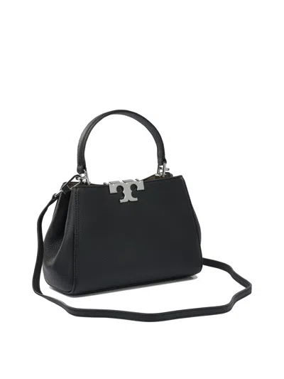 Tory Burch Eleanor Pebbled Leather Satchel Shoulder Bag In Black