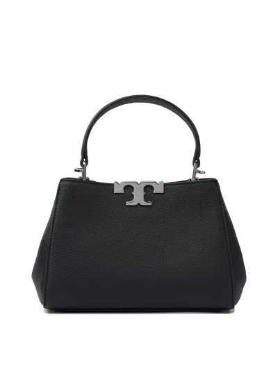 Tory Burch Eleanor Pebbled Leather Satchel Shoulder Bag In Black