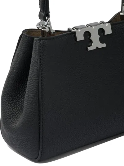 Tory Burch Eleanor Pebbled Leather Satchel Shoulder Bag In Black