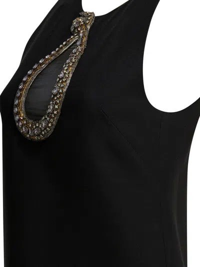 Valentino Garavani Rhinestone Snake Embroidery Crepe Couture Short Dress In Black