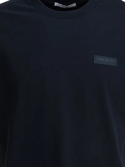 Givenchy Basic Cotton T-shirt With Mini Logo In Blue