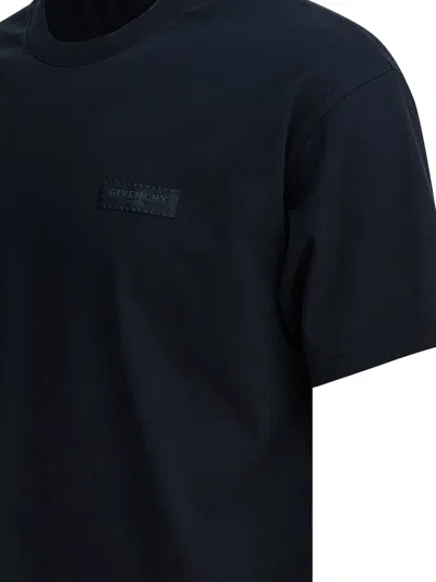 Givenchy Basic Cotton T-shirt With Mini Logo In Blue