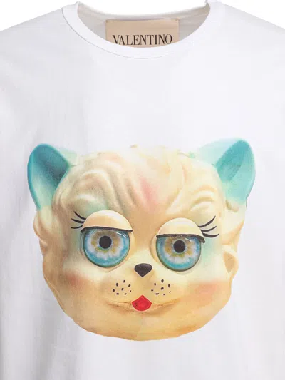 Valentino Cotton T-shirt With Le Chat De La Maison Print In White