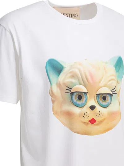 Valentino Cotton T-shirt With Le Chat De La Maison Print In White