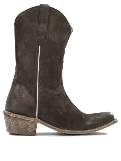 Moma Leather Ankle Boots In Brown