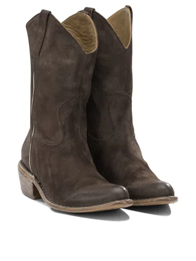 Moma Leather Ankle Boots In Brown