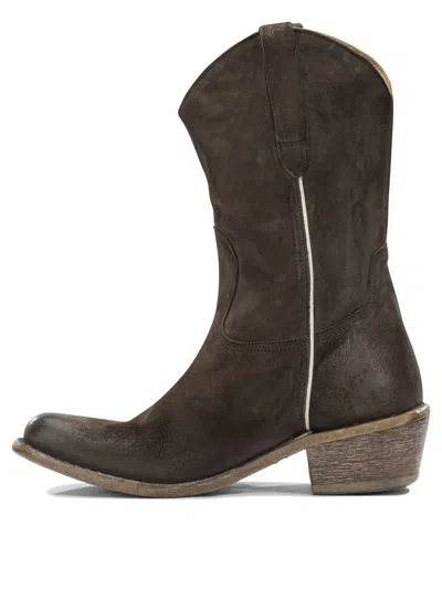 Moma Leather Ankle Boots In Brown