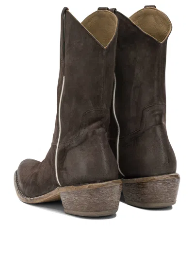 Moma Leather Ankle Boots In Brown