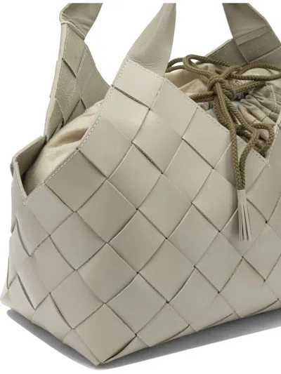 Dragon Diffusion Woven Shoulder Bag Featuring Top Handle In Neutral