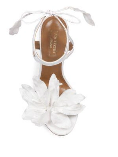 Shop Aquazzura Flora Satin Back-tie Sandals In White