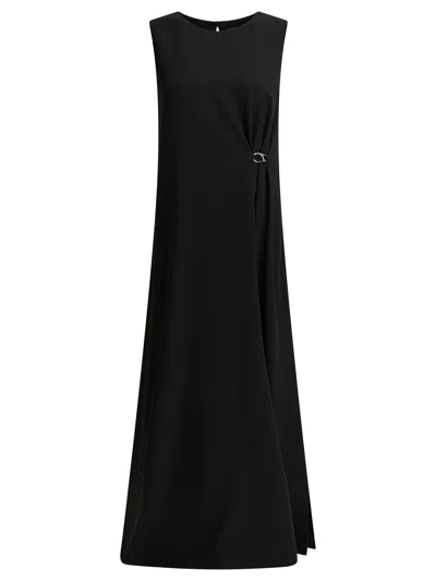 Herno Sleeveless Diagonal Dress Draped Metal Ring In Black