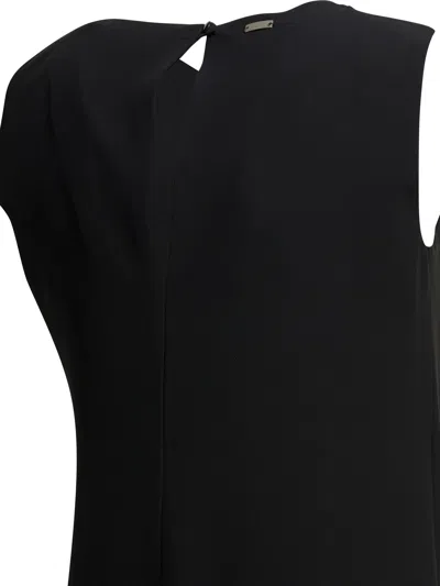 Herno Sleeveless Diagonal Dress Draped Metal Ring In Black