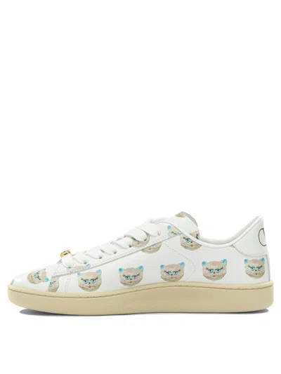 Valentino Garavani Royco Vlogo Cat-print Leather Sneakers In White