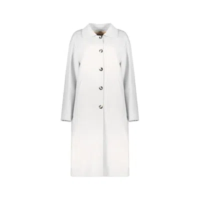 Herno Wool Button-front Coat In White