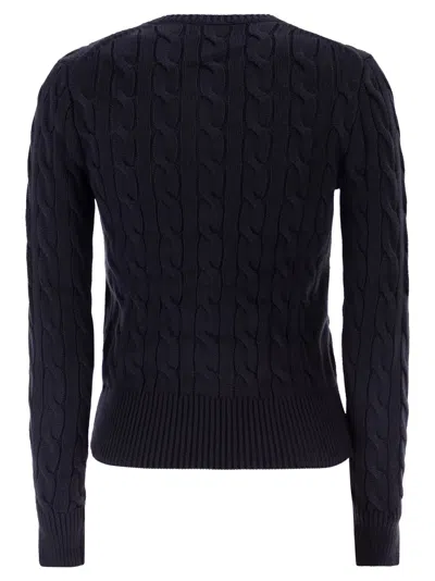 Polo Ralph Lauren Slim-fit A Trecce In Lana E Cachemire Cardigan In Blue