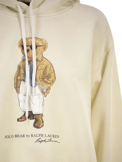 Polo Ralph Lauren Womens Parchment Cream Branded-print Cotton-blend Hoody In Yellow