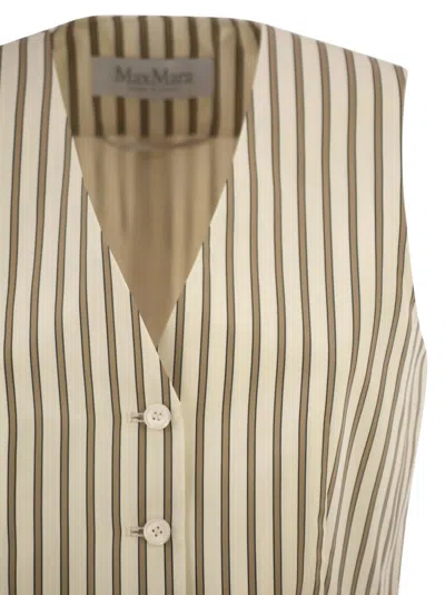 Max Mara Maxmara Mxmfauno Striped Cotton And Silk Canvas Waistcoat In Brown
