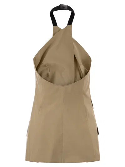 Max Mara Maxmara Mxsnuraghe Sleeveless Jacket In Wool And Silk Poplin In Brown