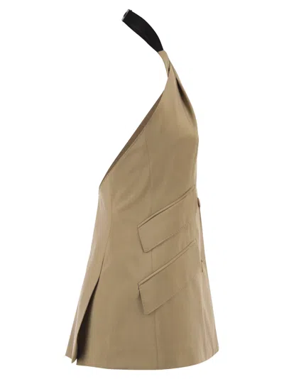 Max Mara Maxmara Mxsnuraghe Sleeveless Jacket In Wool And Silk Poplin In Brown