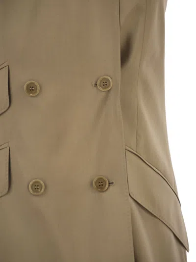 Max Mara Maxmara Mxsnuraghe Sleeveless Jacket In Wool And Silk Poplin In Brown