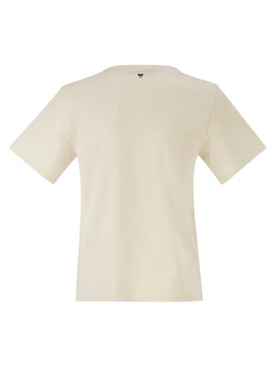 Weekend Max Mara Weekend Maxmara Wkdwest Cotton T Shirt With Print And Embroidery In Neutral