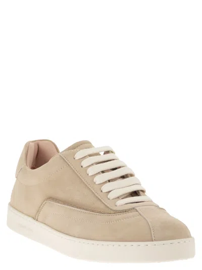Fabiana Filippi Women Beige Suede Sneakers, 8.5 Luxury Sneakers For Women Darveys In Pink