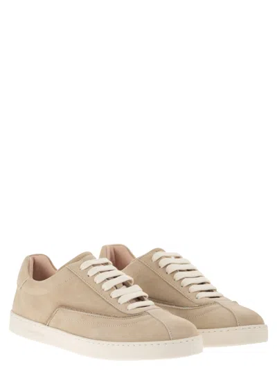 Fabiana Filippi Women Beige Suede Sneakers, 8.5 Luxury Sneakers For Women Darveys In Pink