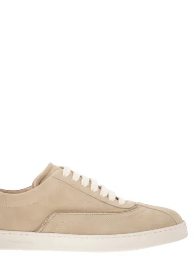 Fabiana Filippi Women Beige Suede Sneakers, 8.5 Luxury Sneakers For Women Darveys In Pink