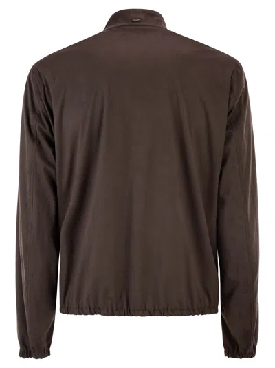 Herno Men Suede Microfibre Jacket In Brown