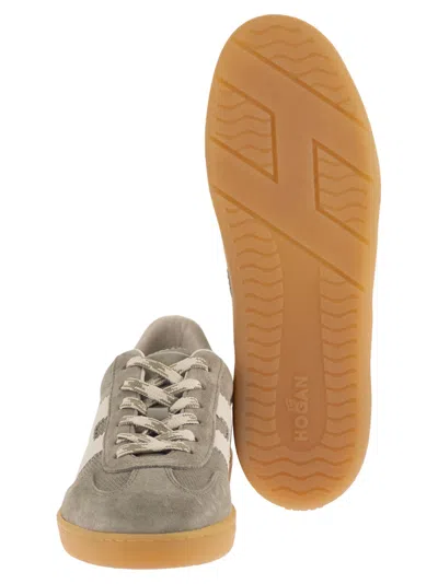 Hogan Neutrals Cool Side Stitched Logo Suede Sneakers In Multi