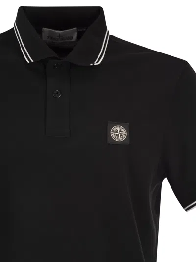 Stone Island Mens Black Brand-patch Regular-fit Stretch-cotton Polo Shirt Xl In Black