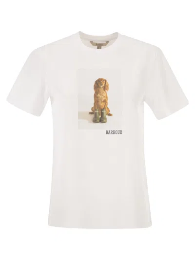 Barbour Bedale Cotton T Shirt With Print In White
