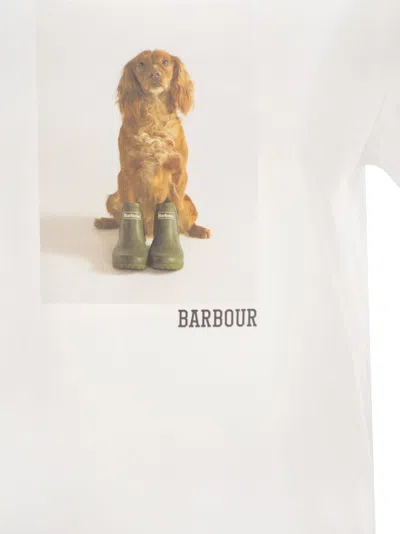 Barbour Bedale Cotton T Shirt With Print In White