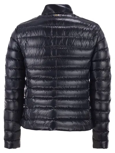 Herno Ultra Light Down Jacket With Bow Neckline In Blue