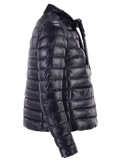 Herno Ultra Light Down Jacket With Bow Neckline In Blue