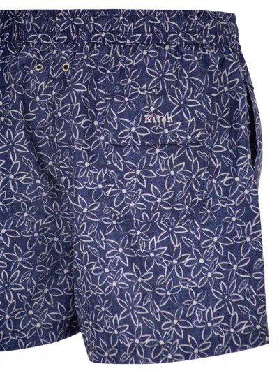 Kiton Short Patterned Swim Boxers In Blue