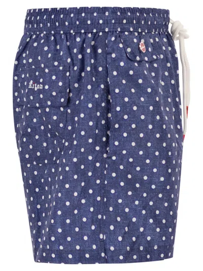 Kiton Short Patterned Swim Boxers In Blue