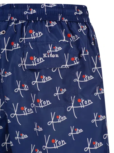 Kiton Short Patterned Swim Boxers In Blue