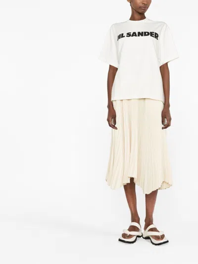 Jil Sander Crewneck Short Sleeves Classic Print T-shirt Clothing In White